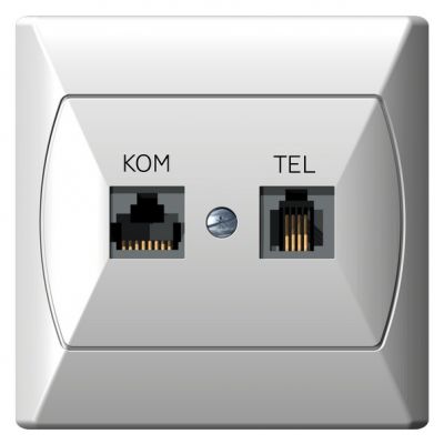 AKCENT Gniazdo komputerowo-telefoniczne RJ 45 kat. 5e (8-stykowe) + RJ 11 (6-stykowe) kolor biały GPKT-A/K/00 OSPEL (GPKT-A/K/00)