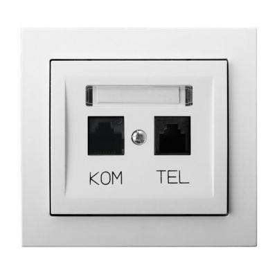 KIER Gniazdo komputerowo-telefoniczne RJ 45 kat. 5e (8-stykowe) + RJ 11 (6-stykowe) kolor biały GPKT-W/K/00 OSPEL (GPKT-W/K/00)