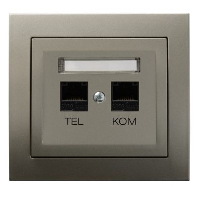 KIER Gniazdo komputerowo-telefoniczne RJ 45 kat. 5e (8-stykowe) + RJ 11 (6-stykowe) kolor satyna light GPKT-W/K/45 OSPEL (GPKT-W/K/45)