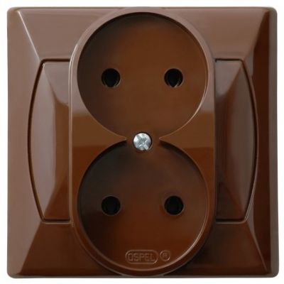 AKCENT Gniazdo podwójne kolor brązowy GP-2A/24 OSPEL (GP-2A/24)