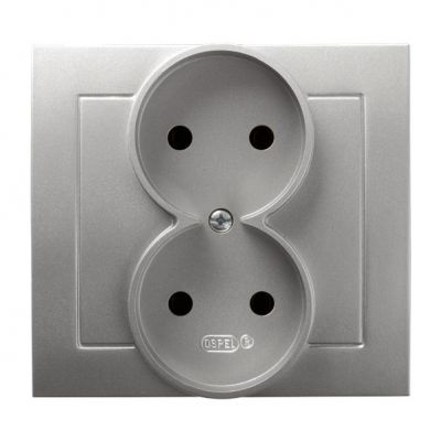 AS Gniazdo podwójne kompletne z ramką kolor srebro GP-2G/18 OSPEL (GP-2G/18)