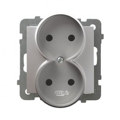 AS Gniazdo podwójne moduł bez ramki kolor srebro GP-2GR/m/18 OSPEL (GP-2GR/m/18)