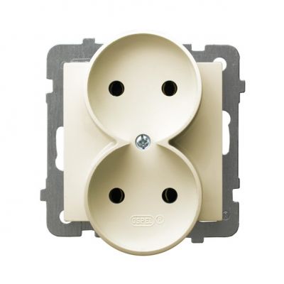 AS Gniazdo podwójne moduł bez ramki kolor ecru GP-2GR/m/27 OSPEL (GP-2GR/m/27)
