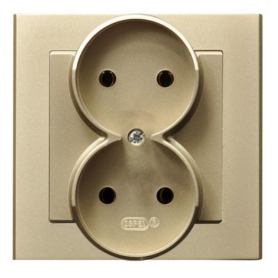 SONATA Gniazdo podwójne kompletne z ramką kolor szampański złoty GP-2R/39 OSPEL (GP-2R/39)