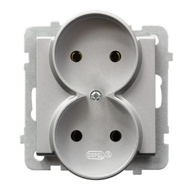 SONATA Gniazdo podwójne moduł bez ramki kolor srebro mat GP-2RR/m/38 OSPEL (GP-2RR/m/38)