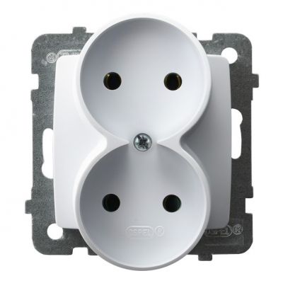 KARO Gniazdo podwójne moduł bez ramki kolor biały GP-2SR/m/00 OSPEL (GP-2SR/m/00)