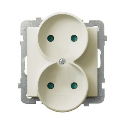 SONATA Gniazdo podwójne z przesłonami torów prądowych moduł bez ramki kolor ecru GP-2RRP/m/27 OSPEL (GP-2RRP/m/27)