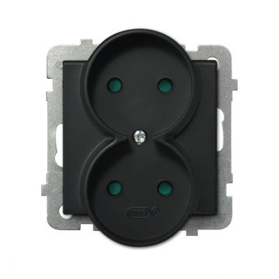 SONATA Gniazdo podwójne z przesłonami torów prądowych moduł bez ramki kolor czarny metalik GP-2RRP/m/33 OSPEL (GP-2RRP/m/33)
