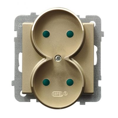 SONATA Gniazdo podwójne z przesłonami torów prądowych moduł bez ramki kolor szampański złoty GP-2RRP/m/39 OSPEL (GP-2RRP/m/39)