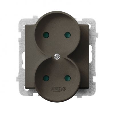 SONATA Gniazdo podwójne z przesłonami torów prądowych moduł bez ramki kolor czekoladowy metalik GP-2RRP/m/40 OSPEL (GP-2RRP/m/40)