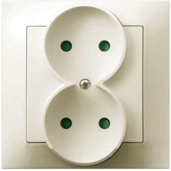IMPRESJA Gniazdo podwójne z przesłonami torów prądowych kompletne z ramką kolor ecru GP-2YP/27 OSPEL (GP-2YP/27)