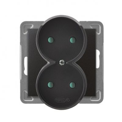 IMPRESJA Gniazdo podwójne z przesłonami torów prądowych moduł bez ramki kolor antracyt GP-2YRP/m/50 OSPEL (GP-2YRP/m/50)