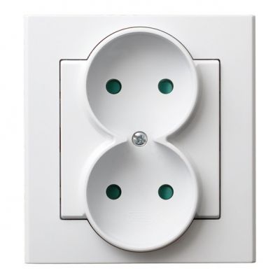SONATA Gniazdo podwójne z przesłonami torów prądowych kompletne z ramką kolor biały GP-2RP/00 OSPEL (GP-2RP/00)