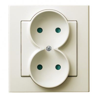 SONATA Gniazdo podwójne z przesłonami torów prądowych kompletne z ramką kolor ecru GP-2RP/27 OSPEL (GP-2RP/27)