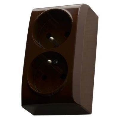 BIS Gniazdo podwójne z uziemieniem kolor brązowy GN-2BZ/24 OSPEL (GN-2BZ/24)