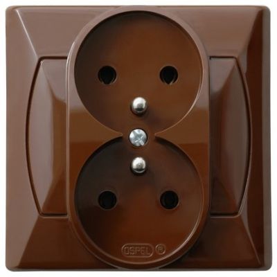 AKCENT Gniazdo podwójne z uziemieniem kolor brązowy GP-2AZ/24 OSPEL (GP-2AZ/24)