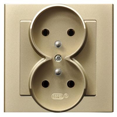 SONATA Gniazdo podwójne z uziemieniem kompletne z ramką kolor szampański złoty GP-2RZ/39 OSPEL (GP-2RZ/39)