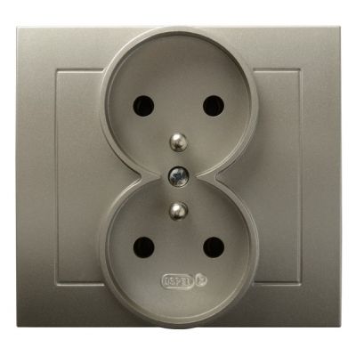 KIER Gniazdo podwójne z uziemieniem kolor satyna light GP-2WZ/45 OSPEL (GP-2WZ/45)