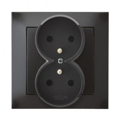 IMPRESJA Gniazdo podwójne z uziemieniem kompletne z ramką kolor antracyt GP-2YZ/50 OSPEL (GP-2YZ/50)