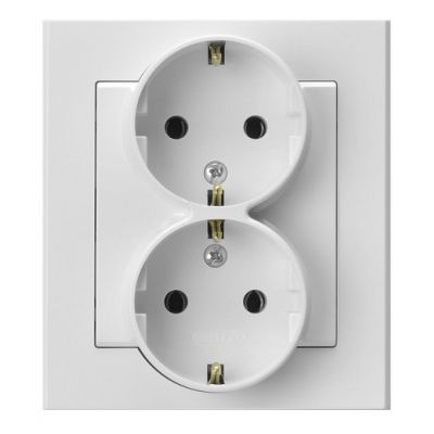 SONATA Gniazdo podwójne z uziemieniem schuko kompletne z ramką kolor biały GP-2RS/00 OSPEL (GP-2RS/00)