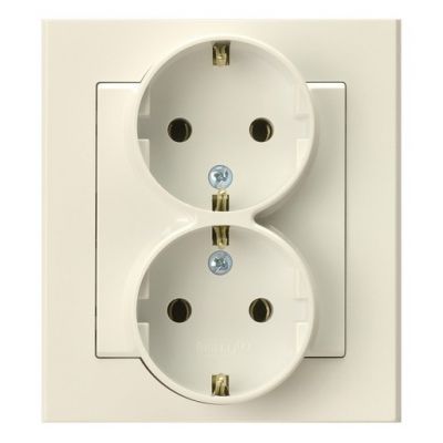 SONATA Gniazdo podwójne z uziemieniem schuko kompletne z ramką kolor ecru GP-2RS/27 OSPEL (GP-2RS/27)