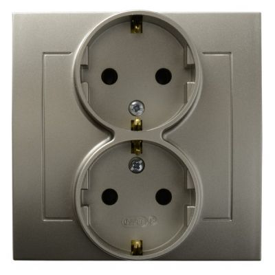 KIER Gniazdo podwójne z uziemieniem schuko kolor satyna light GP-2WS/45 OSPEL (GP-2WS/45)