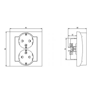 IMPRESJA Gniazdo podwójne z uziemieniem schuko z przesłonami torów prądowych kompletne z ramką kolor srebro GP-2YSP/18 OSPEL (GP-2YSP/18)