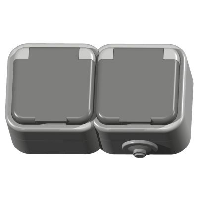 DELFINA Gniazdo podwójne z uziemieniem klapka w kolorze wyrobu kolor szary GNH-2DZ/30/w OSPEL (GNH-2DZ/30/w)