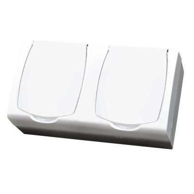 MADERA Gniazdo podwójne z uziemieniem klapka w kolorze wyrobu kolor biały GNH-2NZ/00/w OSPEL (GNH-2NZ/00/w)