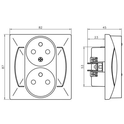 AKCENT Gniazdo podwójne z uziemieniem z funkcją niezamienności faz kolor brązowy GP-2AC/24 OSPEL (GP-2AC/24)