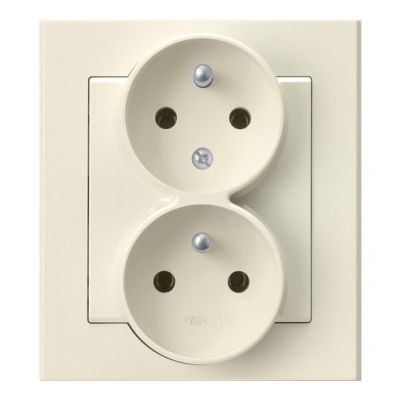 SONATA Gniazdo podwójne z uziemieniem z funkcją niezamienności faz kompletne z ramką kolor ecru GP-2RC/27 OSPEL (GP-2RC/27)