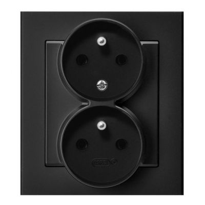 SONATA Gniazdo podwójne z uziemieniem z funkcją niezamienności faz kompletne z ramką kolor czarny metalik GP-2RC/33 OSPEL (GP-2RC/33)