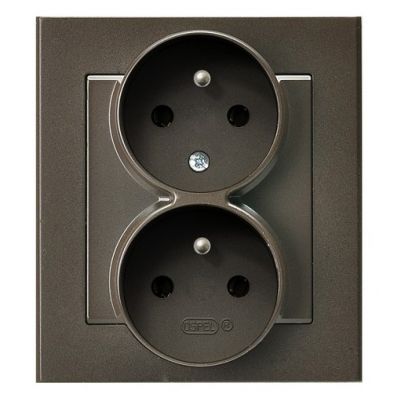 SONATA Gniazdo podwójne z uziemieniem z funkcją niezamienności faz kompletne z ramką kolor czekoladowy metalik GP-2RC/40 OSPEL (GP-2RC/40)