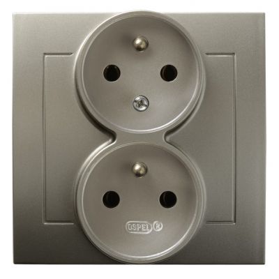 KIER Gniazdo podwójne z uziemieniem z funkcją niezamienności faz kolor satyna light GP-2WC/45 OSPEL (GP-2WC/45)