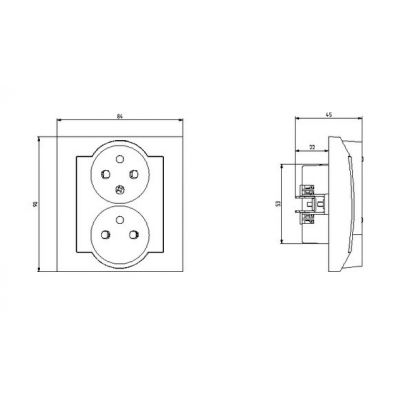 IMPRESJA Gniazdo podwójne z uziemieniem z funkcją niezamienności faz kompletne z ramką kolor biały GP-2YC/00 OSPEL (GP-2YC/00)