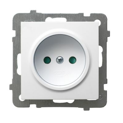 AS Gniazdo pojedyncze z przesłonami torów prądowych kolor biały GP-1GP/m/00 OSPEL (GP-1GP/m/00)