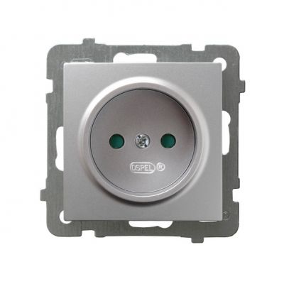 AS Gniazdo pojedyncze z przesłonami torów prądowych kolor srebro GP-1GP/m/18 OSPEL (GP-1GP/m/18)