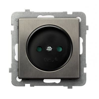 SONATA STAL INOX Gniazdo pojedyncze z przesłonami torów prądowych kolor stal inox GP-1RMP/m/37 OSPEL (GP-1RMP/m/37)
