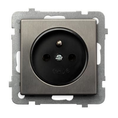 SONATA STAL INOX Gniazdo pojedyncze z uziemieniem kolor stal inox GP-1RMZ/m/37 OSPEL (GP-1RMZ/m/37)