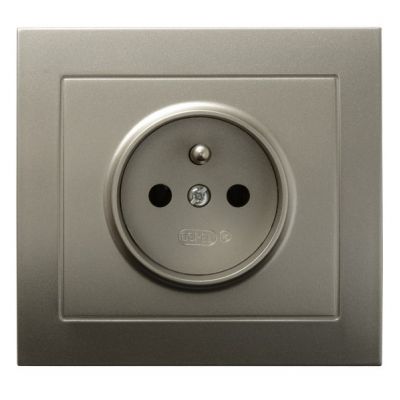 KIER Gniazdo pojedyncze z uziemieniem kolor satyna light GP-1WZ/45 OSPEL (GP-1WZ/45)