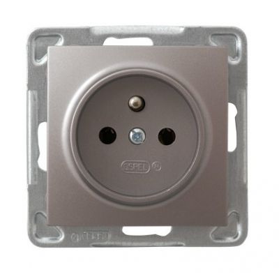 IMPRESJA Gniazdo pojedyncze z uziemieniem kolor tytan GP-1YZ/m/23 OSPEL (GP-1YZ/m/23)