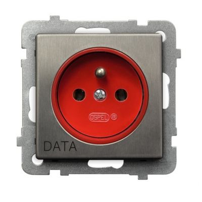 SONATA STAL INOX Gniazdo pojedyncze z uziemieniem DATA kolor stal inox GP-1RMZD/m/37 OSPEL (GP-1RMZD/m/37)