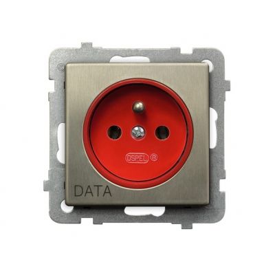 SONATA NOWE SREBRO Gniazdo pojedyncze z uziemieniem DATA kolor nowe srebro GP-1RMZD/m/44 OSPEL (GP-1RMZD/m/44)
