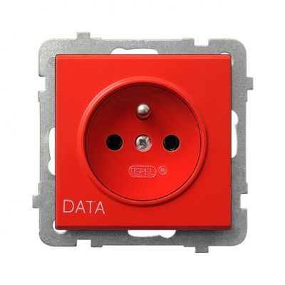SONATA Gniazdo pojedyncze z uziemieniem DATA kolor czerwony GP-1RZD/m/00 OSPEL (GP-1RZD/m/00)