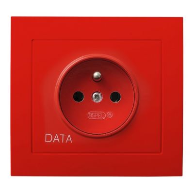 KIER Gniazdo pojedyncze z uziemieniem DATA kolor czerwony GP-1WZD/22 OSPEL (GP-1WZD/22)