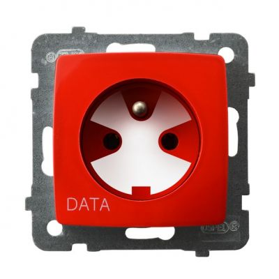 KARO Gniazdo pojedyncze z uziemieniem DATA z kluczem uprawniającym kolor czerwony GP-1SZK/m/00 OSPEL (GP-1SZK/m/00)