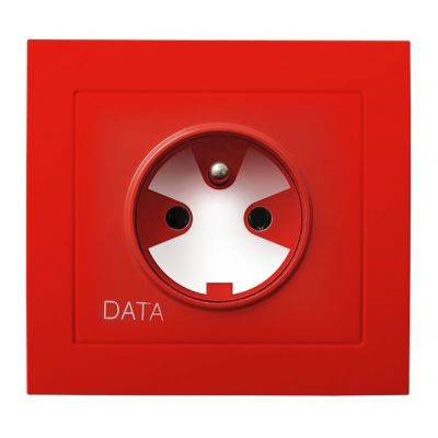 KIER Gniazdo pojedyncze z uziemieniem DATA z kluczem uprawniającym kolor czerwony GP-1WZK/22 OSPEL (GP-1WZK/22)
