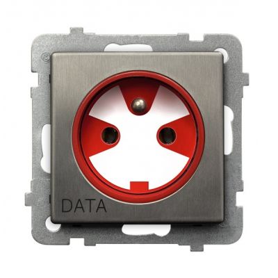 SONATA STAL INOX Gniazdo pojedyncze z uziemieniem DATA z kluczem uprawniającym kolor stal inox GP-1RMZK/m/37 OSPEL (GP-1RMZK/m/37)
