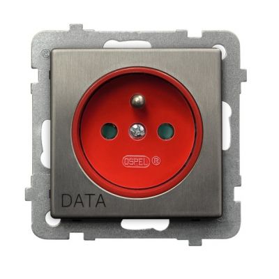 SONATA STAL INOX Gniazdo pojedyncze z uziemieniem DATA z przesłonami torów prądowych kolor stal inox GP-1RMZDP/m/37 OSPEL (GP-1RMZDP/m/37)