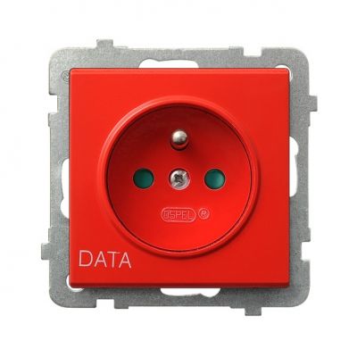 SONATA Gniazdo pojedyncze z uziemieniem DATA z przesłonami torów prądowych kolor czerwony GP-1RZDP/m/00 OSPEL (GP-1RZDP/m/00)